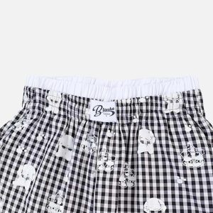 Concert Outfit Fake Two-Piece Print Plaid Sweatpants