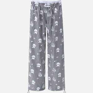 Concert Outfit Fake Two-Piece Print Plaid Sweatpants