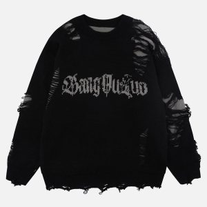 Concert Outfit Fake Two Ripped Hole Sweater