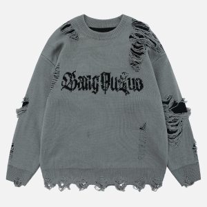 Concert Outfit Fake Two Ripped Hole Sweater