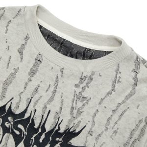 Concert Outfit Faux Two-Piece Distressed Woolen T-Shirt