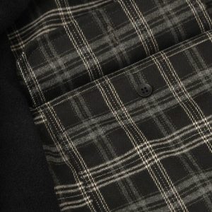 Concert Outfit Faux Two-Piece Plaid Fleece Hooded Jacket