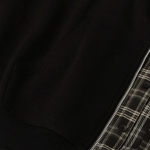 Concert Outfit Faux Two-Piece Plaid Fleece Hooded Jacket