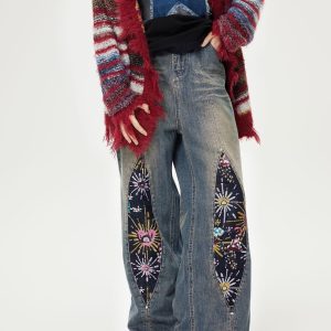 Concert Outfit Firework Beadwork Loose Jeans