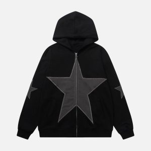 Concert Outfit Five-Pointed Zipper Hoodie