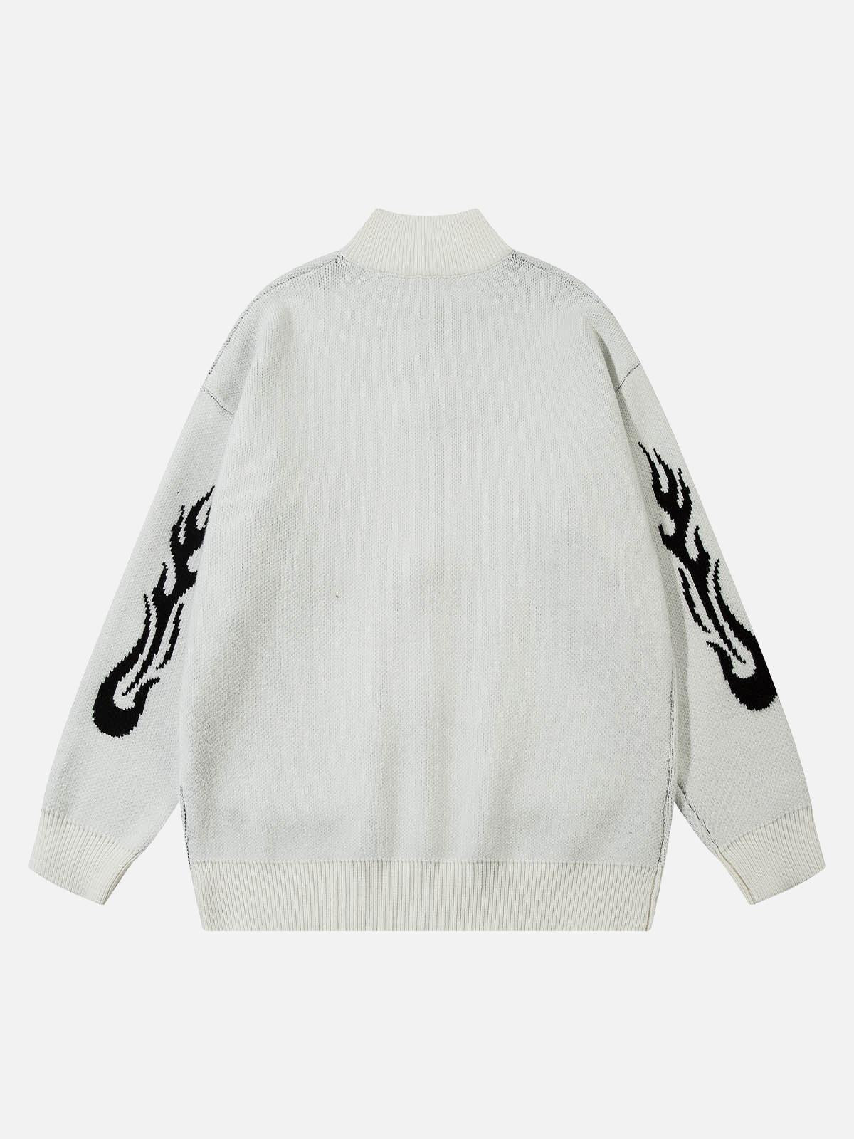 Concert Outfit Flame Faux Mink Fur Zip Up Mock Neck Sweater Concert Outfit Flame Faux Mink Fur Zip Up Mock Neck Sweater