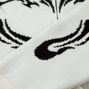 Concert Outfit Flame Faux Mink Fur Zip Up Mock Neck Sweater