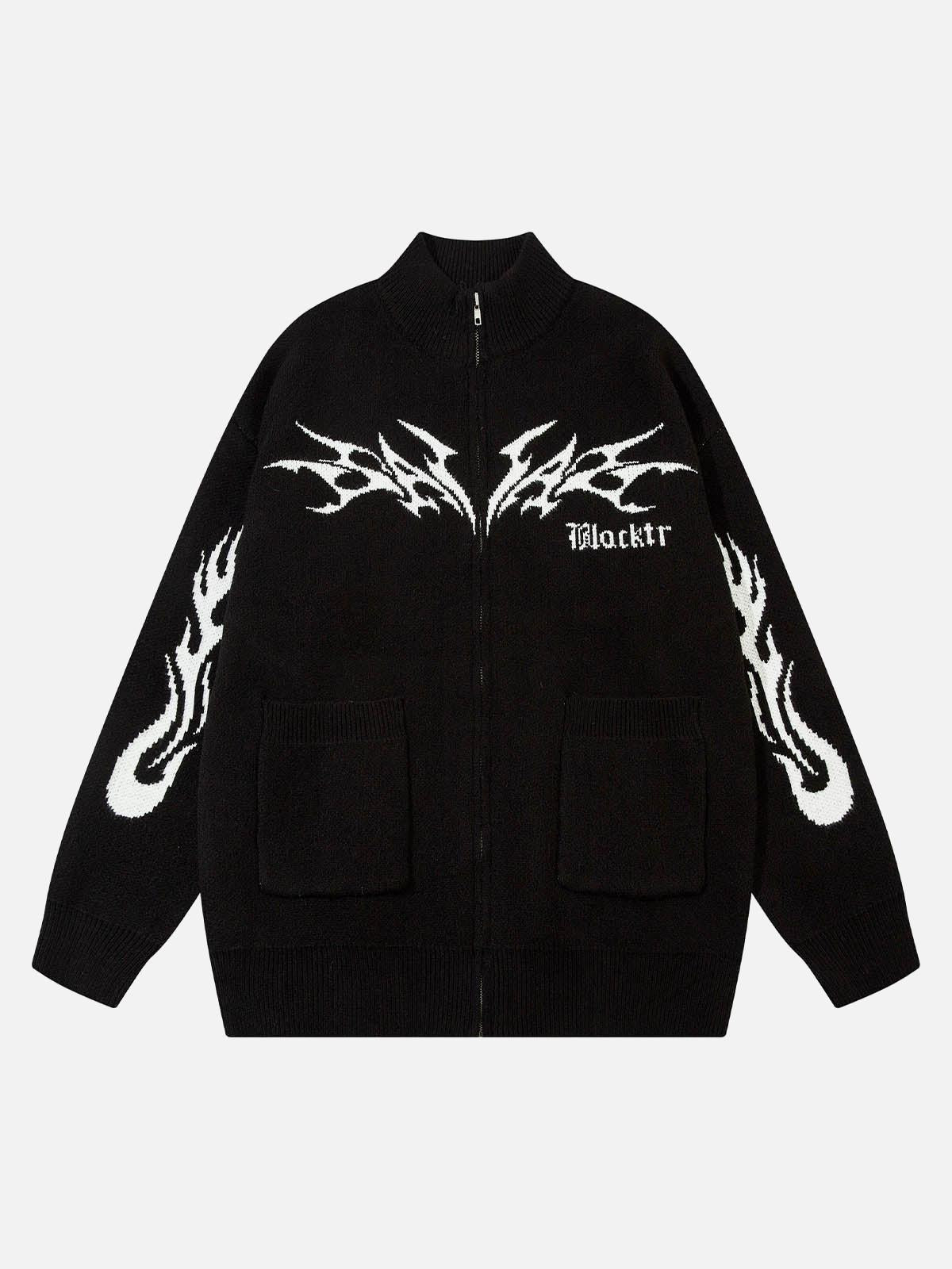 Concert Outfit Flame Faux Mink Fur Zip Up Mock Neck Sweater Concert Outfit Flame Faux Mink Fur Zip Up Mock Neck Sweater