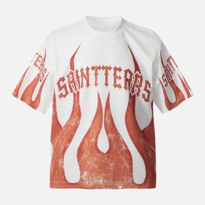 Concert Outfit Flame Graphic Crew Neck T-Shirt