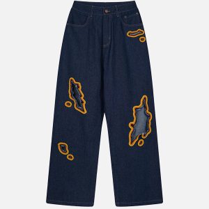 Concert Outfit Flame-Scarred Towel Embroidered Jeans