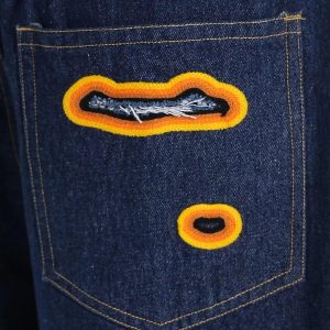 Concert Outfit Flame-Scarred Towel Embroidered Jeans