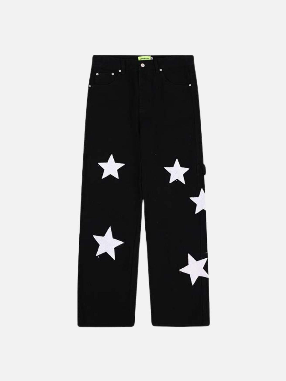 Concert Outfit Flocked Star Straight Jeans Concert Outfit Flocked Star Straight Jeans