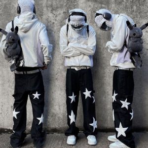 Concert Outfit Flocked Star Straight Jeans