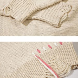 Concert Outfit Floral Embroidered Crew Neck Sweater