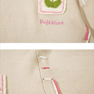 Concert Outfit Floral Embroidered Crew Neck Sweater