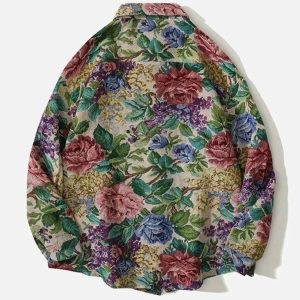 Concert Outfit Floral Embroidered Long-Sleeved Shirt