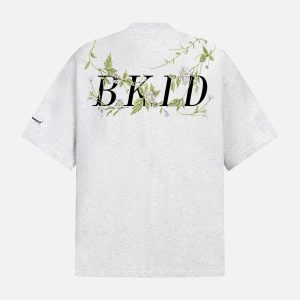 Concert Outfit Floral Embroidered Oversized Short Sleeve T-Shirt