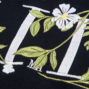 Concert Outfit Floral Embroidered Oversized Short Sleeve T-Shirt