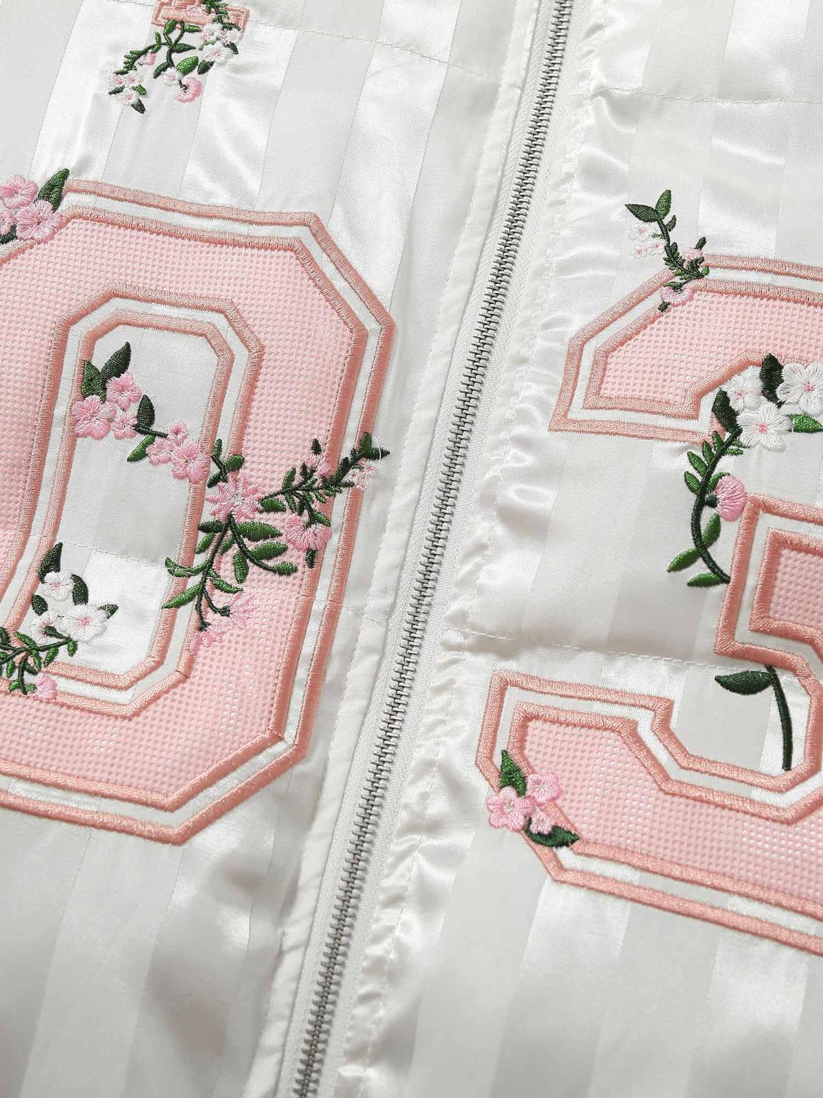 Concert Outfit Floral Letter Embroidered Stand Collar Cotton Coat Concert Outfit Floral Letter Embroidered Stand Collar Cotton Coat