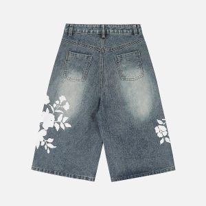 Concert Outfit Floral Print Denim Shorts