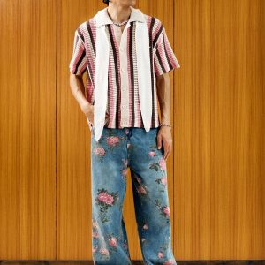 Concert Outfit Floral Print Straight Jeans