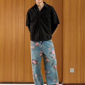 Concert Outfit Floral Print Straight Jeans