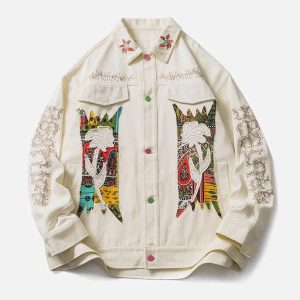 Concert Outfit Flower Patchwork Embroidery Denim Jacket