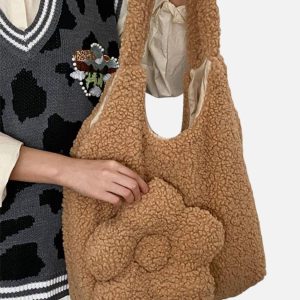 Concert Outfit Flower Sherpa Bag