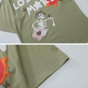 Concert Outfit Flower Skeleton Graphic Tee