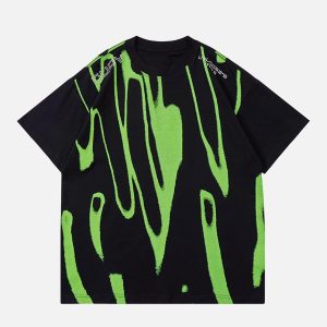 Concert Outfit Fluorescent Irregular Printing Tee
