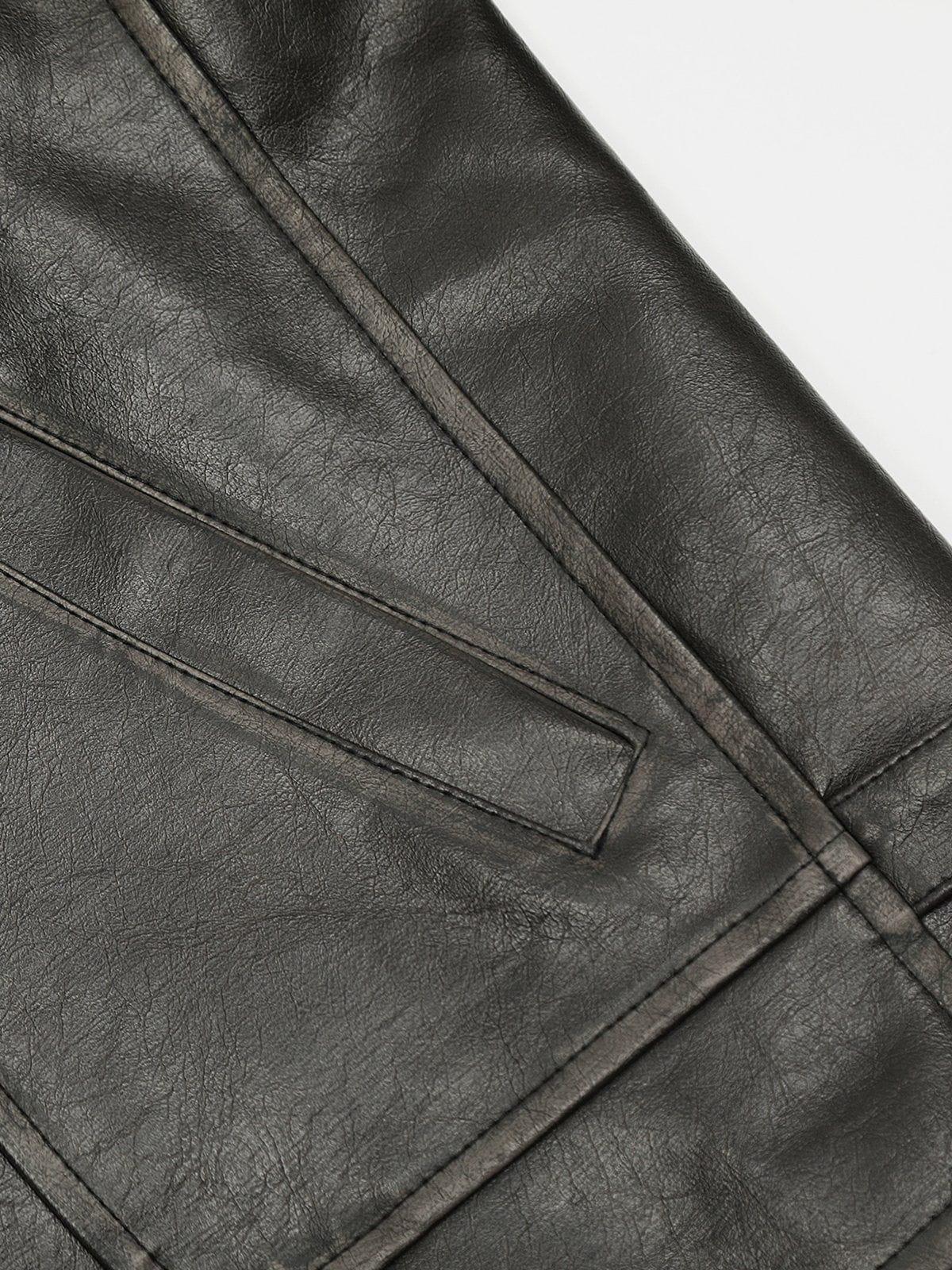 Concert Outfit Fold-Over Washed Faux Leather Jacket Concert Outfit Fold-Over Washed Faux Leather Jacket