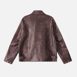 Concert Outfit Fold-Over Washed Faux Leather Jacket