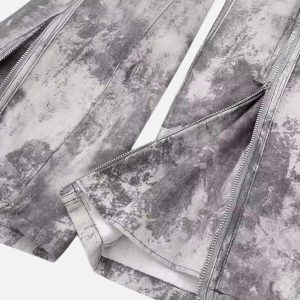 Concert Outfit French Loose Pocket Printed Mid-Rise Cargo Pants