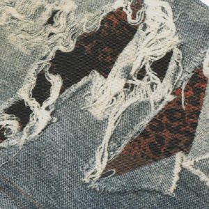 Concert Outfit Fringe Distressed Print Jeans