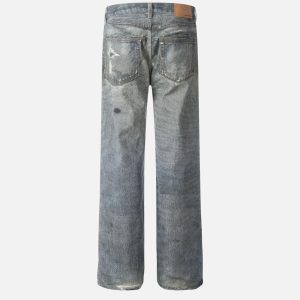 Concert Outfit Fringe Distressed Print Jeans