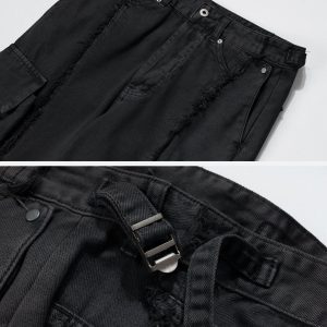 Concert Outfit Fringe Multiple Pockets Jeans