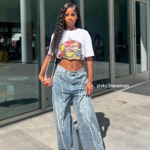 Concert Outfit Fringe Patchwork Loose Jeans