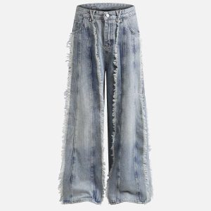 Concert Outfit Fringe Washed Jeans