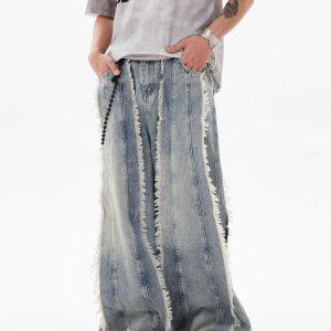 Concert Outfit Fringe Washed Jeans