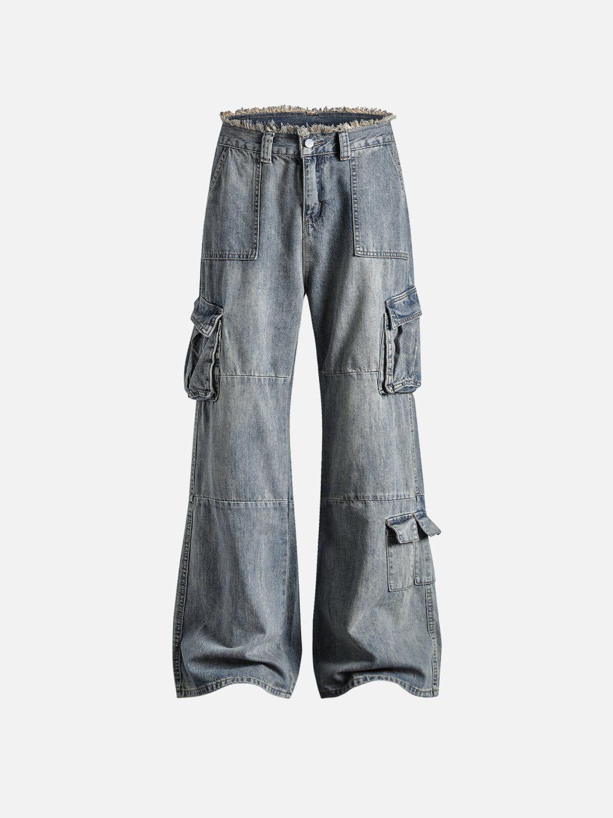 Concert Outfit Fringe Washed Multi Pocket Jeans Concert Outfit Fringe Washed Multi Pocket Jeans