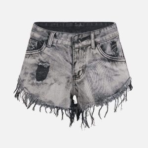 Concert Outfit Fringe Washed Shorts