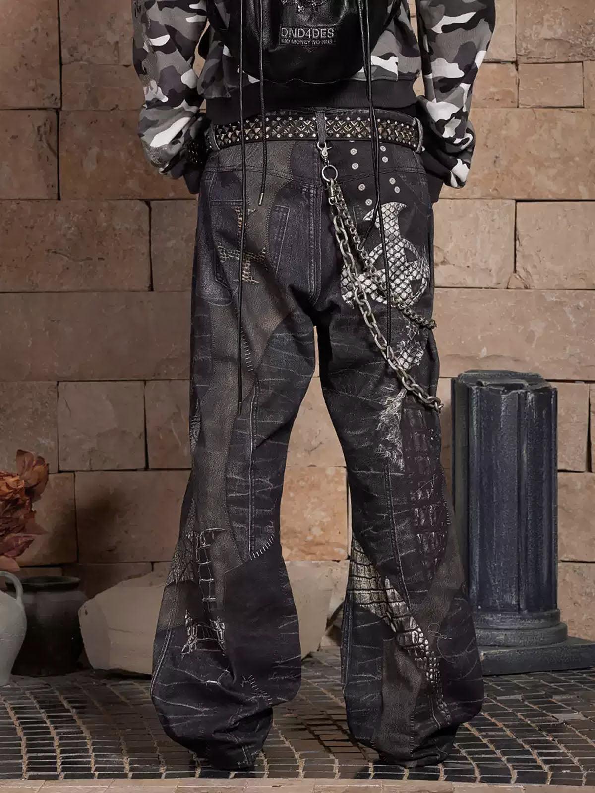 Concert Outfit Full Cross Stitching Leather Flare Jeans Concert Outfit Full Cross Stitching Leather Flare Jeans