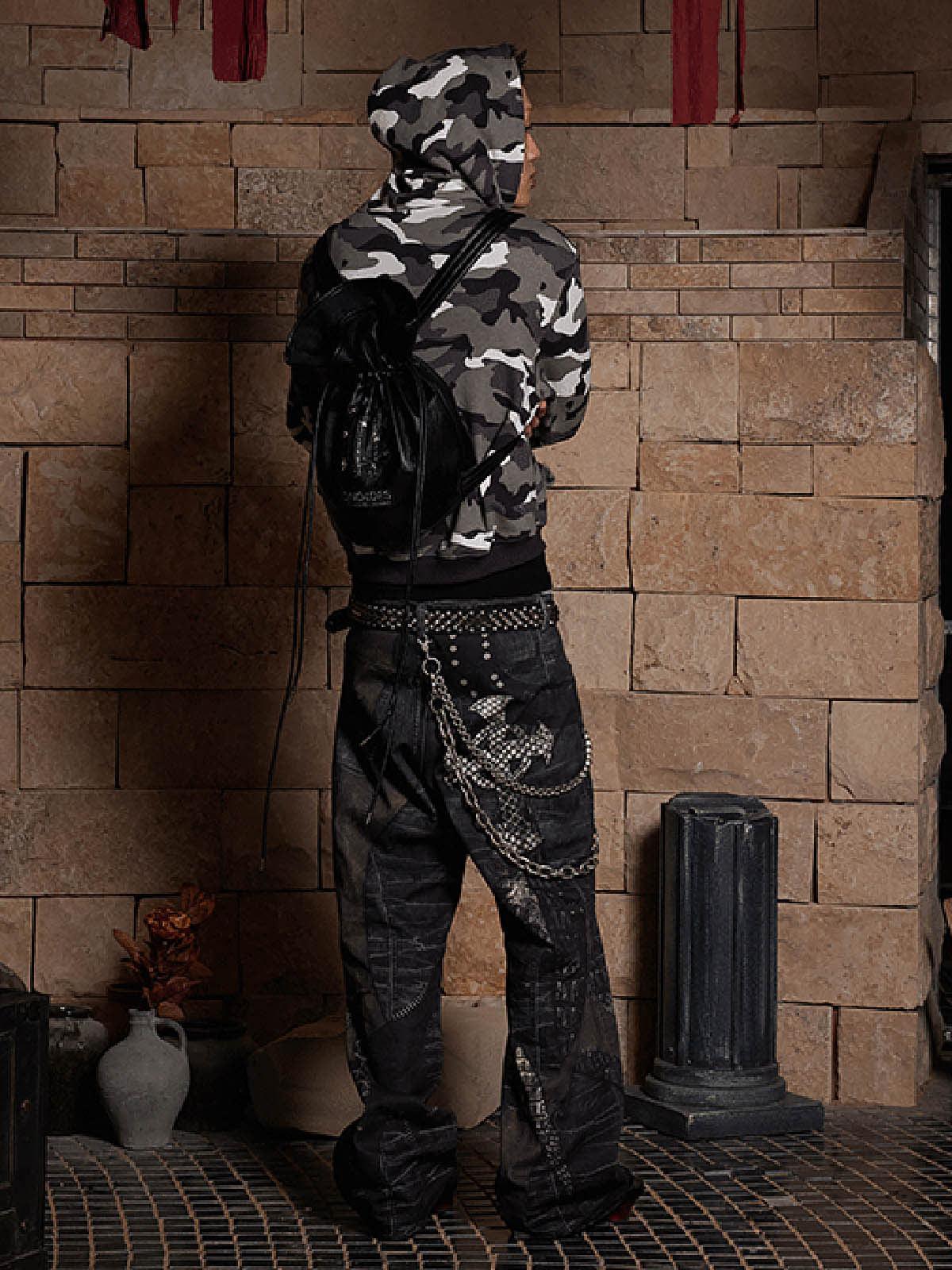 Concert Outfit Full Cross Stitching Leather Flare Jeans Concert Outfit Full Cross Stitching Leather Flare Jeans