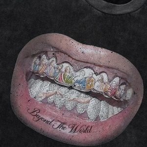 Concert Outfit Full Diamond Tooth Pattern T-Shirt