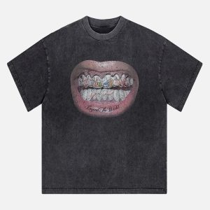 Concert Outfit Full Diamond Tooth Pattern T-Shirt