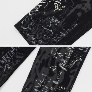 Concert Outfit Full Print Graffiti Loose Jeans