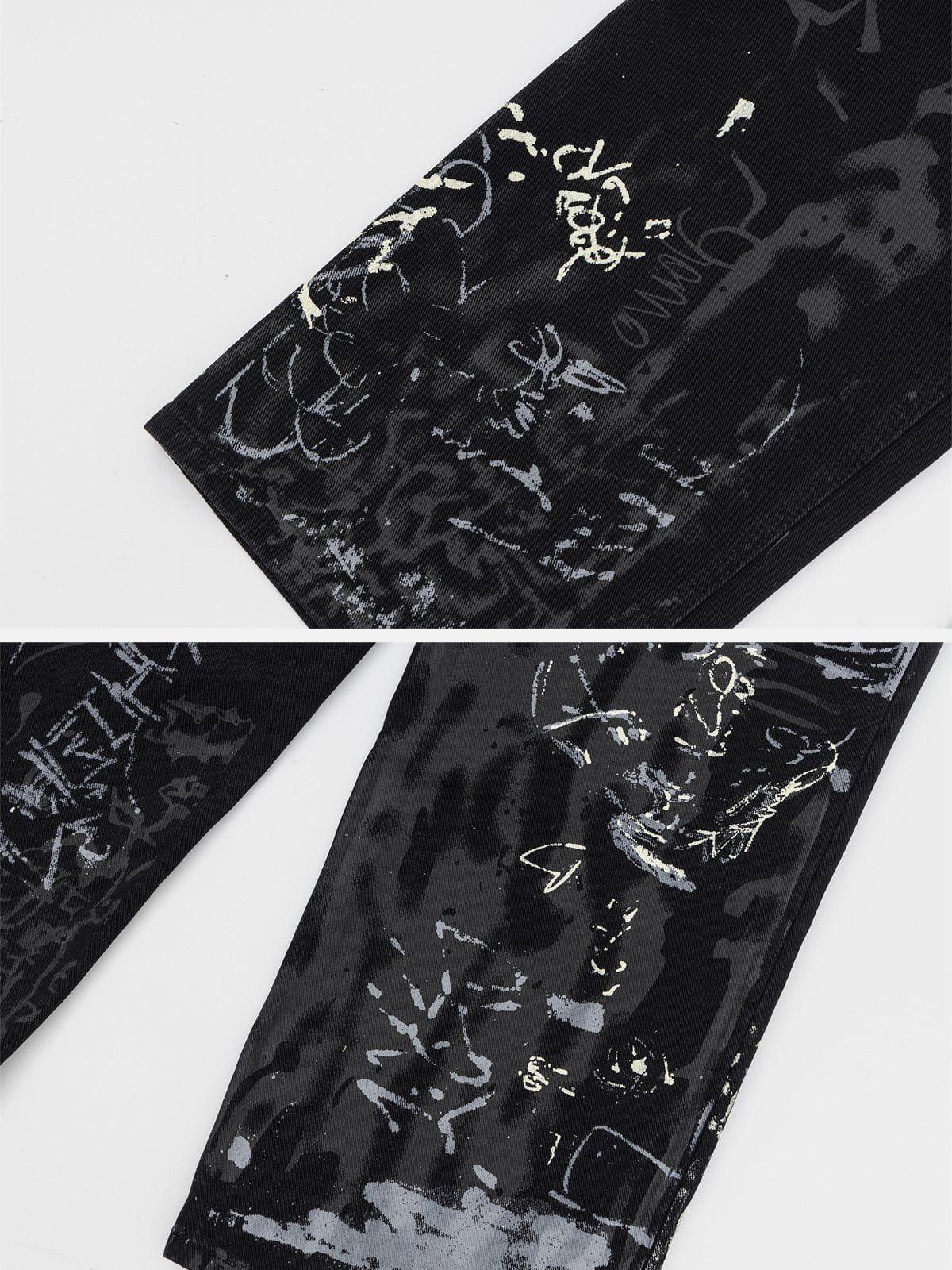Concert Outfit Full Print Graffiti Loose Jeans Concert Outfit Full Print Graffiti Loose Jeans