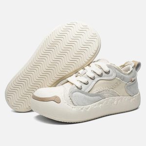 Concert Outfit Fun Big Toe Leather Spliced Sneakers