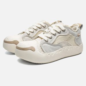 Concert Outfit Fun Big Toe Leather Spliced Sneakers