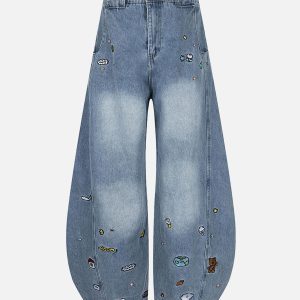 Concert Outfit Fun Embroidered Barrel Jeans